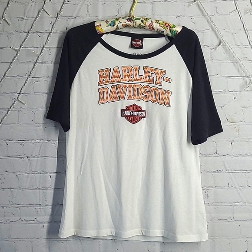 Harley-Davidson Baseball Tee Naples Florida Graphic Print Tshirt Womens Size L